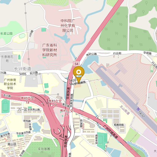 OpenStreetMap-Ausschnitt mit Pin auf der Schwesterfirma in Guangzhou
